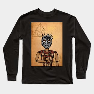 Elon Musk: PuppetMasked NFT with Street Eyes, Painted Skin, and a Wooden Touch in a Davinci Background Long Sleeve T-Shirt